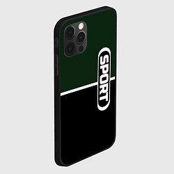 Чехол для iPhone 12 Pro Max Sport зелёно-чёрный с полосой, цвет: 3D-черный — фото 2