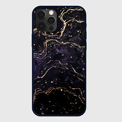 Чехол для iPhone 12 Pro Max Черная текстура с желтой абстракцией, цвет: 3D-черный