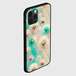 Чехол для iPhone 12 Pro Max Абстрактные одуванчики - паттерн на нежном фоне, цвет: 3D-черный — фото 2