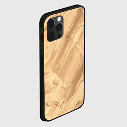 Чехол для iPhone 12 Pro Max Бежевая текстура каменная мрамор, цвет: 3D-черный — фото 2