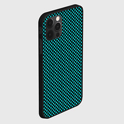 Чехол для iPhone 12 Pro Max Чёрный в неоновый голубой квадратик, цвет: 3D-черный — фото 2