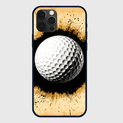 Чехол для iPhone 12 Pro Max Мяч для гольфа на бежевом, цвет: 3D-черный