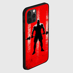 Чехол для iPhone 12 Pro Max Пауэрлифтер на красном, цвет: 3D-черный — фото 2