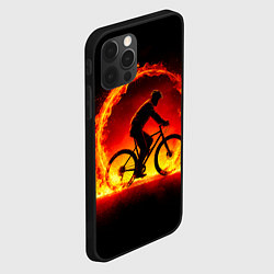 Чехол для iPhone 12 Pro Max Трековый велосипедист в огне, цвет: 3D-черный — фото 2