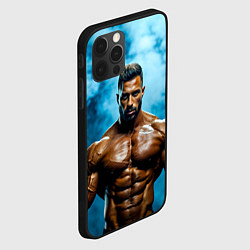 Чехол для iPhone 12 Pro Max Бодибилдер в синем дыму, цвет: 3D-черный — фото 2