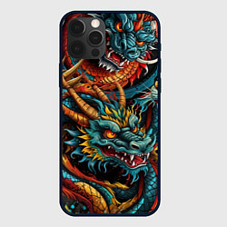 Чехол для iPhone 12 Pro Max Татуировка дракона ирезуми, цвет: 3D-черный