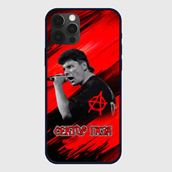 Чехол iPhone 12 Pro Max Юрий Хой красно-черный фон