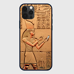Чехол iPhone 12 Pro Max Фараон со смартфоном египетский барельеф