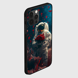 Чехол для iPhone 12 Pro Max Космонавт с букетом роз, цвет: 3D-черный — фото 2