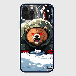 Чехол для iPhone 12 Pro Max Злой медведь с красными глазами, цвет: 3D-черный