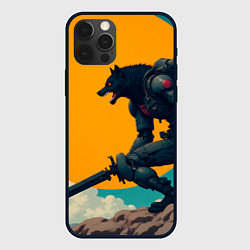Чехол для iPhone 12 Pro Max Киберчеловек-волк, цвет: 3D-черный