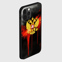 Чехол для iPhone 12 Pro Max Герб России - красная краска на черном, цвет: 3D-черный — фото 2