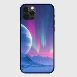 Чехол для iPhone 12 Pro Max Неоновый космос северного сияния, цвет: 3D-черный