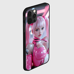 Чехол для iPhone 12 Pro Max Девушка с розовыми волосами в латексном костюме, цвет: 3D-черный — фото 2