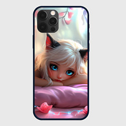 Чехол для iPhone 12 Pro Max Девушка кошечка с голубыми глазами, цвет: 3D-черный