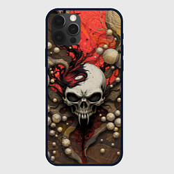 Чехол для iPhone 12 Pro Max Зловещий череп с клыками, цвет: 3D-черный