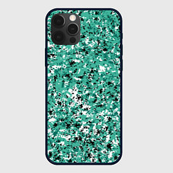 Чехол для iPhone 12 Pro Max Бирюзовый с чёрно-белыми пятнами, цвет: 3D-черный