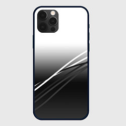 Чехол для iPhone 12 Pro Max Градиент с полосами из белого в тёмный, цвет: 3D-черный