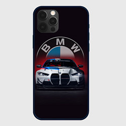 Чехол для iPhone 12 Pro Max BMW на красном фоне, цвет: 3D-черный