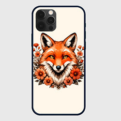 Чехол для iPhone 12 Pro Max Japanese fox in flowers, цвет: 3D-черный