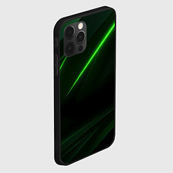 Чехол для iPhone 12 Pro Max Зеленая текстура с неоновыми линиями, цвет: 3D-черный — фото 2