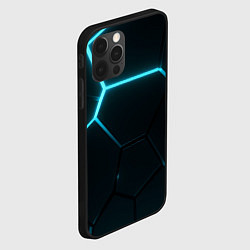 Чехол для iPhone 12 Pro Max Синие плиты с неоном, цвет: 3D-черный — фото 2