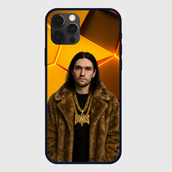 Чехол для iPhone 12 Pro Max Bones с цепью в шубе, цвет: 3D-черный