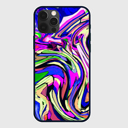 Чехол для iPhone 12 Pro Max Абстракция пластика синий, цвет: 3D-черный