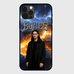 Чехол для iPhone 12 Pro Max Bones на фоне разломных плит, цвет: 3D-черный