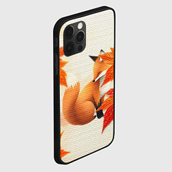 Чехол для iPhone 12 Pro Max Лиса под осенними листьями, цвет: 3D-черный — фото 2