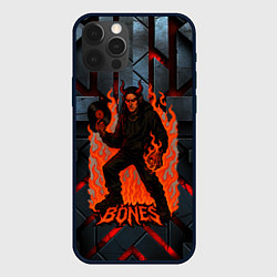 Чехол для iPhone 12 Pro Max Bones в стиле дьявола с пластинкой, цвет: 3D-черный
