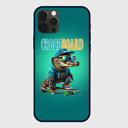 Чехол для iPhone 12 Pro Max Croco cub is a cool skateboarder, цвет: 3D-черный