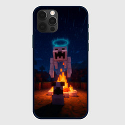 Чехол для iPhone 12 Pro Max Собака и летающий монстр перед костром, цвет: 3D-черный