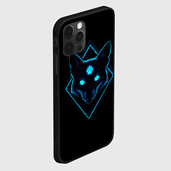 Чехол для iPhone 12 Pro Max Неоновая лисица в ромбе, цвет: 3D-черный — фото 2