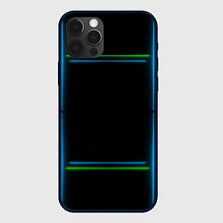 Чехол для iPhone 12 Pro Max Neon green light blue, цвет: 3D-черный