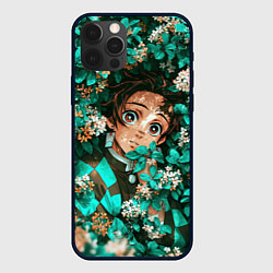 Чехол для iPhone 12 Pro Max Танджиро Demon slayer в цветах, цвет: 3D-черный