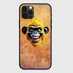 Чехол для iPhone 12 Pro Max Желтая сумасшедшая обезьяна, цвет: 3D-черный