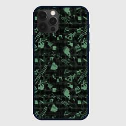 Чехол для iPhone 12 Pro Max Черно зеленый мемфис геометрический узор, цвет: 3D-черный