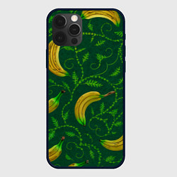 Чехол для iPhone 12 Pro Max Банановый орнамент паттерн, цвет: 3D-черный