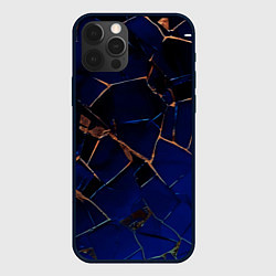 Чехол для iPhone 12 Pro Max Тёмный синий абстракция битые плиты, цвет: 3D-черный