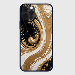Чехол для iPhone 12 Pro Max Черный агат и жидкое золото, цвет: 3D-черный