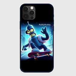 Чехол для iPhone 12 Pro Max Bender is a skateboarder in neon street - ai art, цвет: 3D-черный