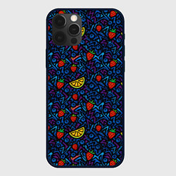 Чехол iPhone 12 Pro Max Лимон и клубника паттерн