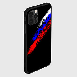 Чехол для iPhone 12 Pro Max Герб на фоне цветов флага на чёрном фоне, цвет: 3D-черный — фото 2