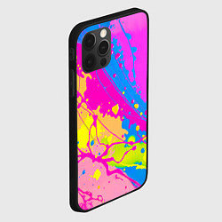 Чехол для iPhone 12 Pro Max Яркая абстракция из розовых и голубых красок, цвет: 3D-черный — фото 2