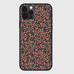 Чехол для iPhone 12 Pro Max Мелкий мозаичный коричневый зеленый узор хакки, цвет: 3D-черный