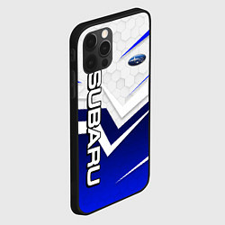 Чехол для iPhone 12 Pro Max Субару - белый и синий, цвет: 3D-черный — фото 2