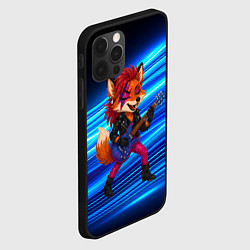 Чехол для iPhone 12 Pro Max Лиса в косухе и гитарой - рок звезда, цвет: 3D-черный — фото 2