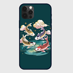 Чехол для iPhone 12 Pro Max Рыбы в облаках над прудом, цвет: 3D-черный