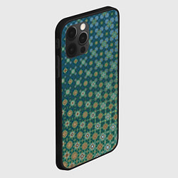 Чехол для iPhone 12 Pro Max Узорчатый градиент зелено-синий, цвет: 3D-черный — фото 2